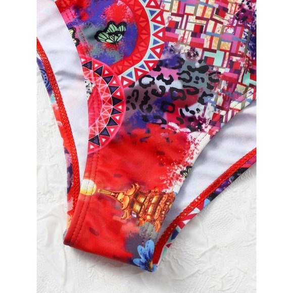 Boho Printed Plunge Swimsuit - Picture 8 of 8